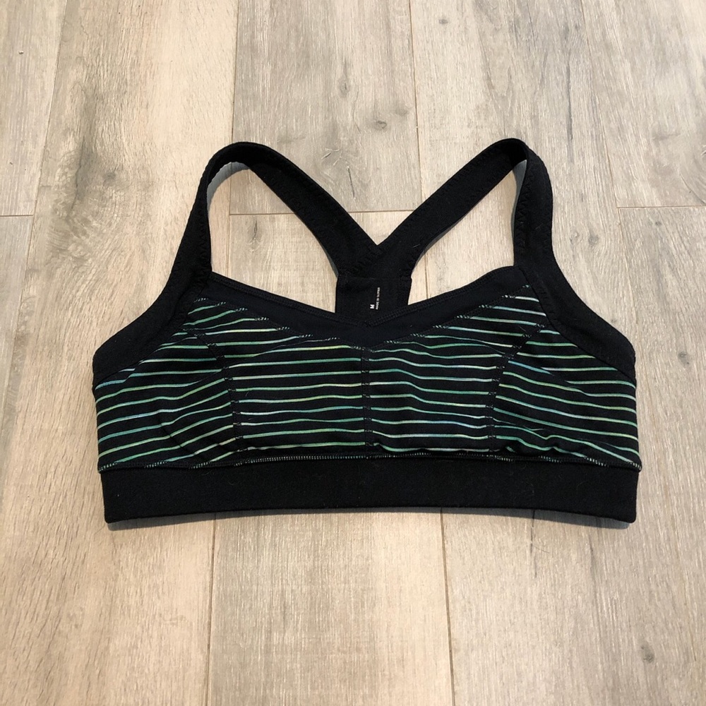 Zella Minty Green Stripes Sports Bra Medium